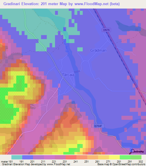 Gradinari,Romania Elevation Map