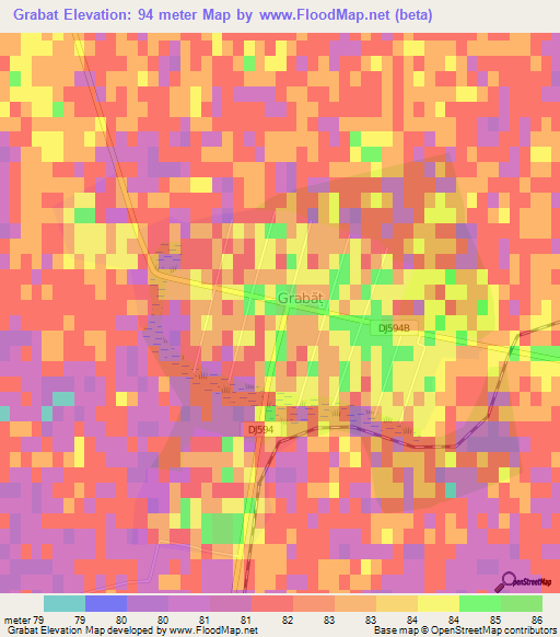 Grabat,Romania Elevation Map