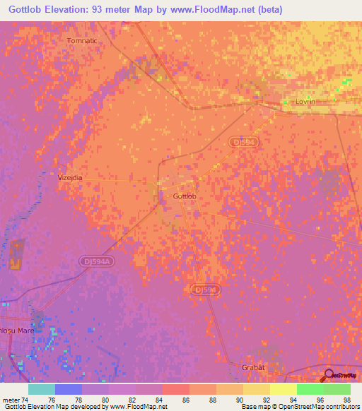 Gottlob,Romania Elevation Map