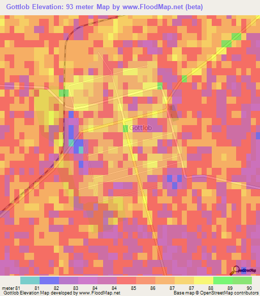 Gottlob,Romania Elevation Map