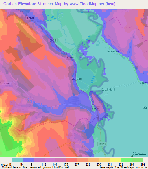 Gorban,Romania Elevation Map