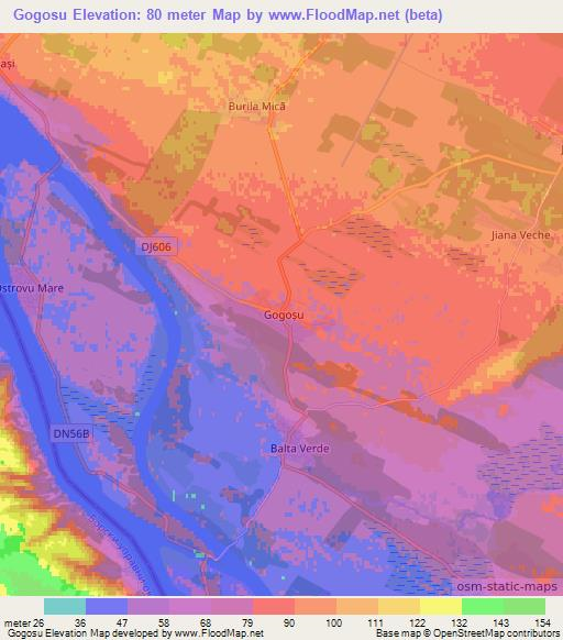 Gogosu,Romania Elevation Map