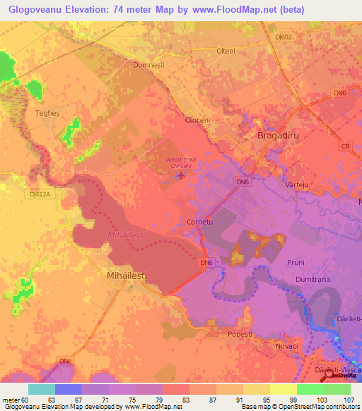 Glogoveanu,Romania Elevation Map