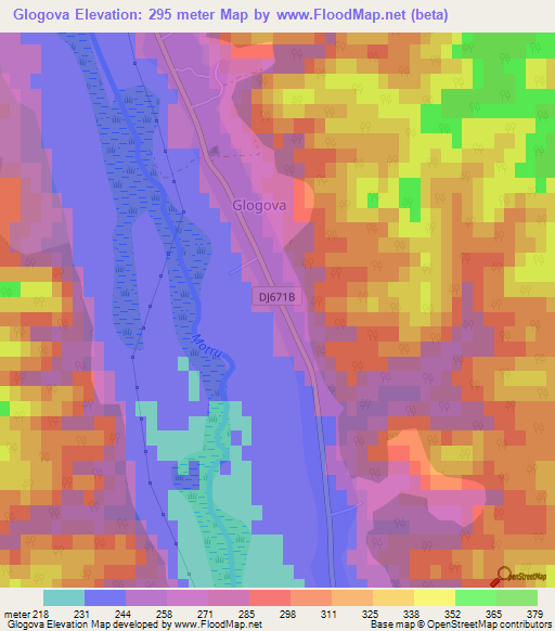 Glogova,Romania Elevation Map