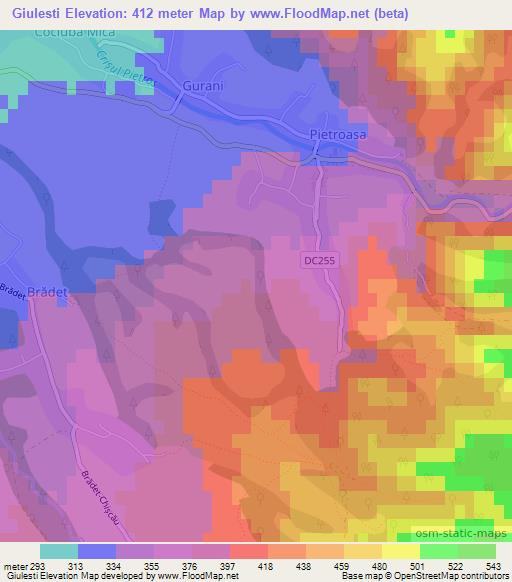 Giulesti,Romania Elevation Map