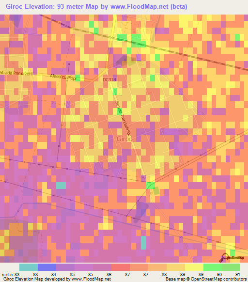 Giroc,Romania Elevation Map