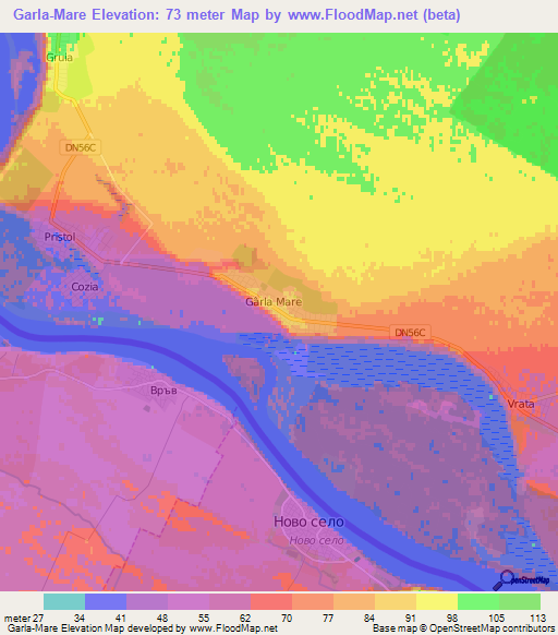 Garla-Mare,Romania Elevation Map