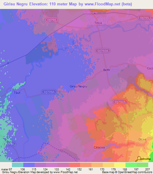 Girisu Negru,Romania Elevation Map