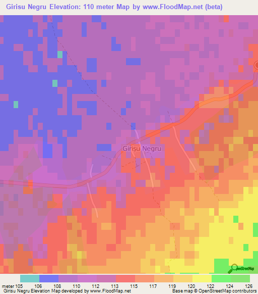 Girisu Negru,Romania Elevation Map