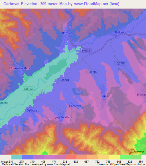 Garbovat,Romania Elevation Map