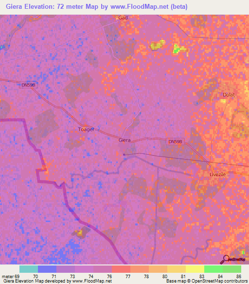 Giera,Romania Elevation Map