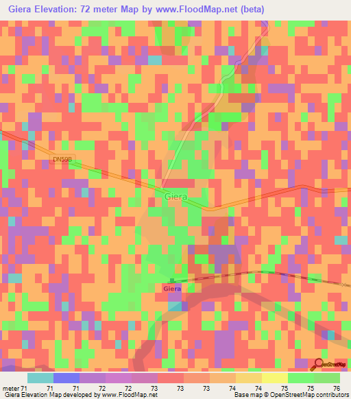 Giera,Romania Elevation Map