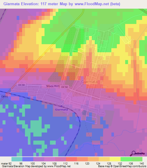 Giarmata,Romania Elevation Map