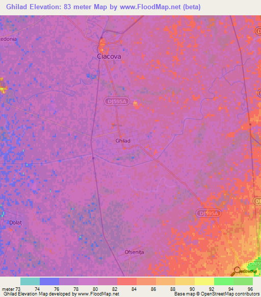 Ghilad,Romania Elevation Map