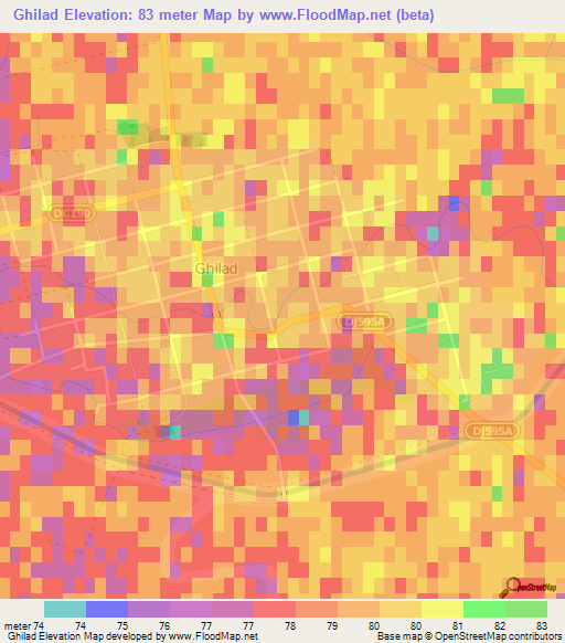 Ghilad,Romania Elevation Map