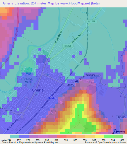 Gherla,Romania Elevation Map