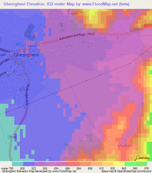 Gheorgheni,Romania Elevation Map