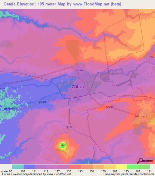 Gataia,Romania Elevation Map