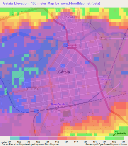 Gataia,Romania Elevation Map