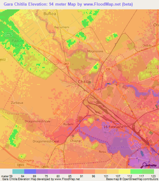 Gara Chitila,Romania Elevation Map