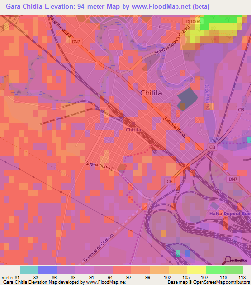 Gara Chitila,Romania Elevation Map