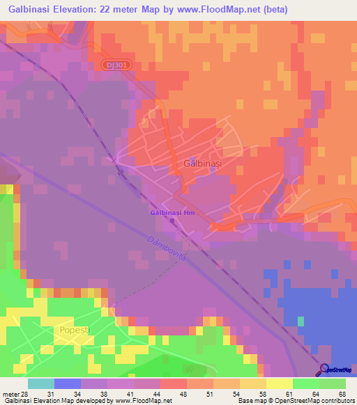 Galbinasi,Romania Elevation Map