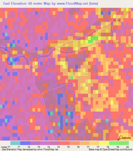 Gad,Romania Elevation Map