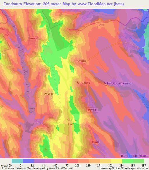 Fundatura,Romania Elevation Map