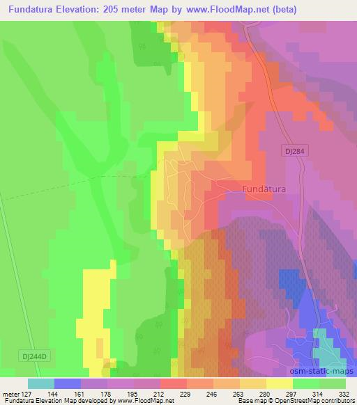 Fundatura,Romania Elevation Map