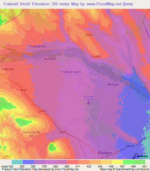 Fratautii Vechi,Romania Elevation Map