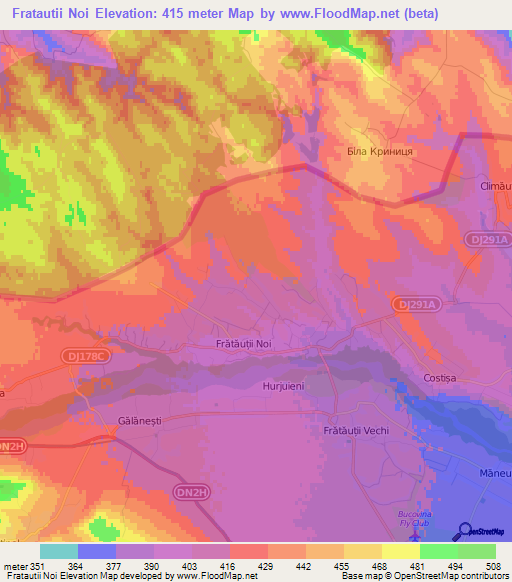 Fratautii Noi,Romania Elevation Map