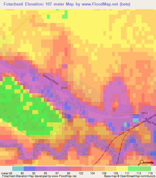 Fotachesti,Romania Elevation Map