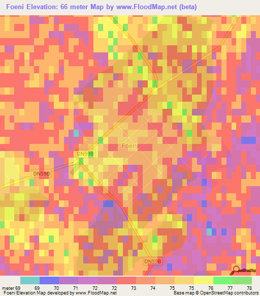 Foeni,Romania Elevation Map