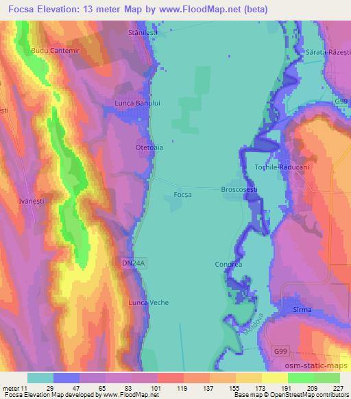 Focsa,Romania Elevation Map