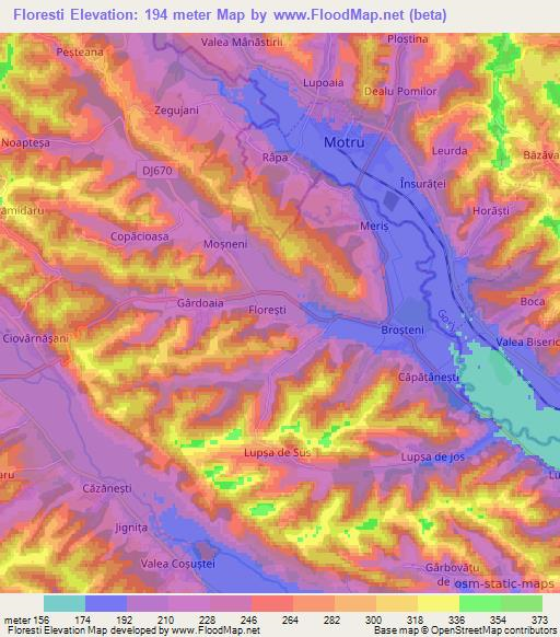 Floresti,Romania Elevation Map