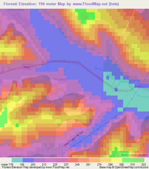 Floresti,Romania Elevation Map