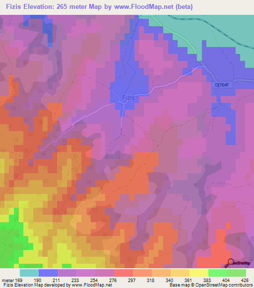 Fizis,Romania Elevation Map