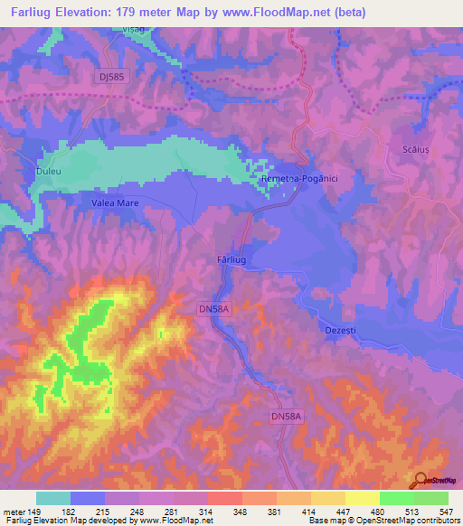 Farliug,Romania Elevation Map