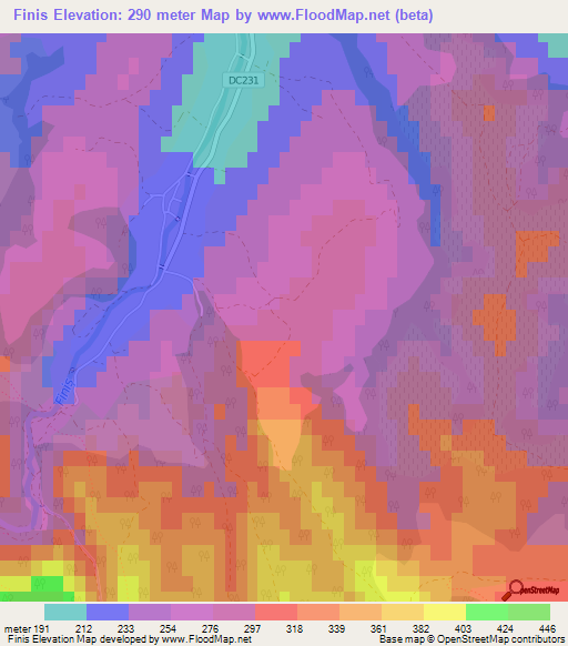 Finis,Romania Elevation Map