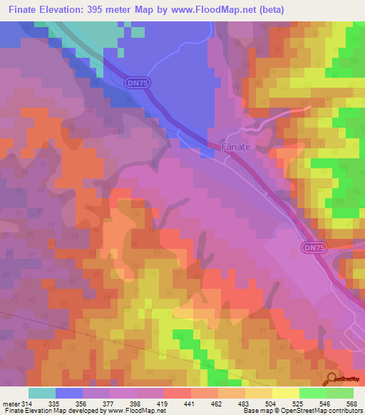 Finate,Romania Elevation Map