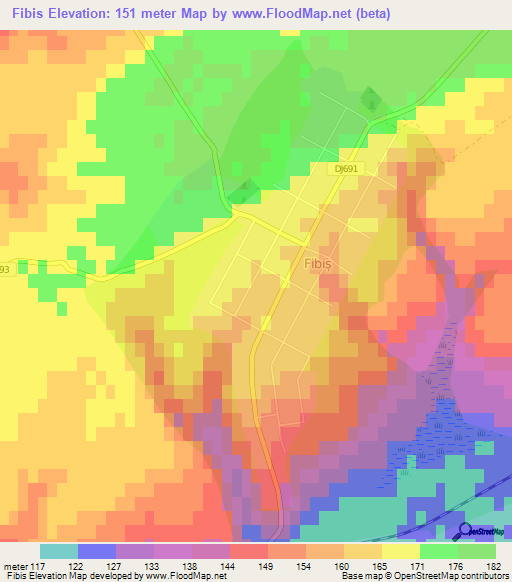 Fibis,Romania Elevation Map