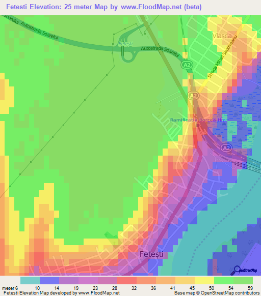 Fetesti,Romania Elevation Map