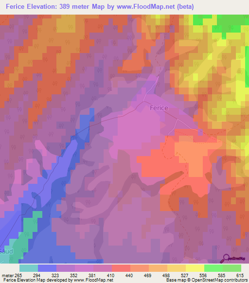 Ferice,Romania Elevation Map