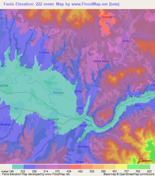 Fenis,Romania Elevation Map