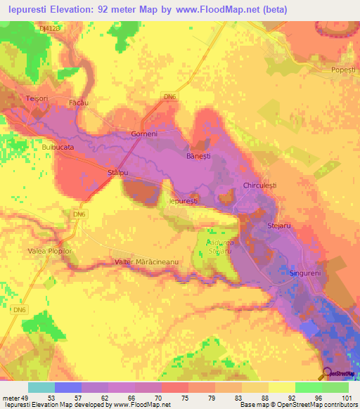 Iepuresti,Romania Elevation Map