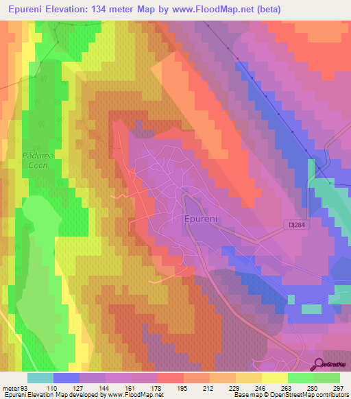 Epureni,Romania Elevation Map