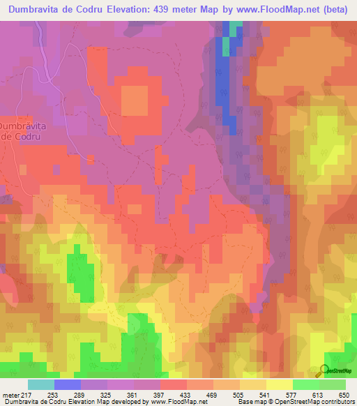 Dumbravita de Codru,Romania Elevation Map