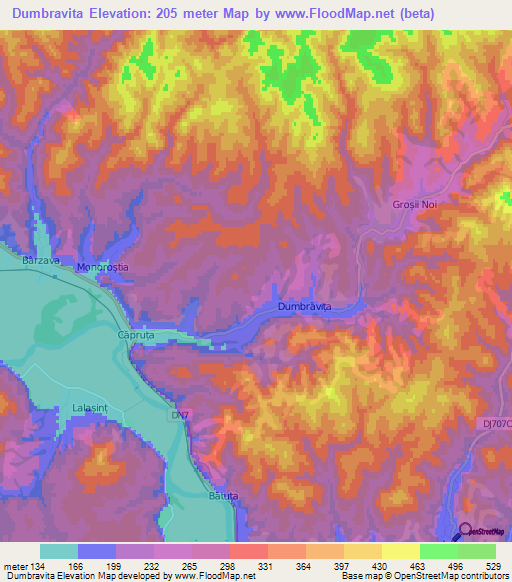 Dumbravita,Romania Elevation Map