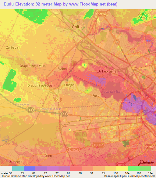 Dudu,Romania Elevation Map