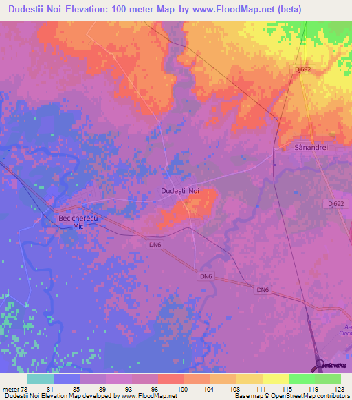 Dudestii Noi,Romania Elevation Map